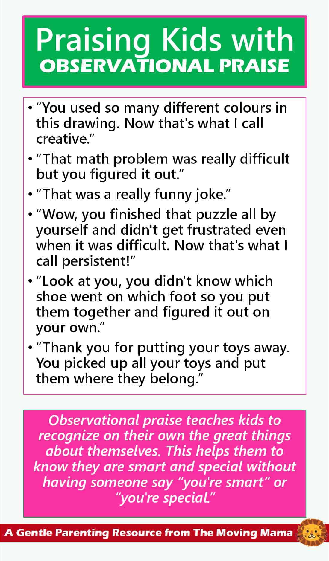 Observational praise examples