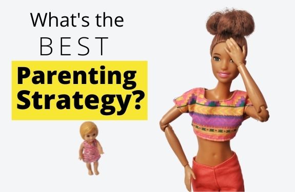 "What's the best parenting strategy?" with an image of mom and child